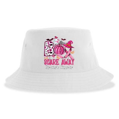 Boo Scare Away Breast Cancer Awareness Halloween Sustainable Bucket Hat