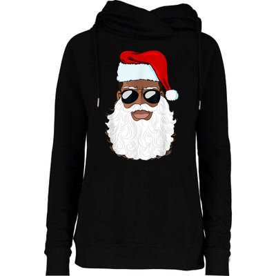 Black Santa African American Womens Funnel Neck Pullover Hood