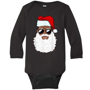 Black Santa African American Baby Long Sleeve Bodysuit