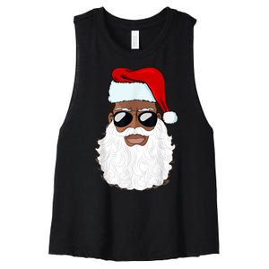 Black Santa African American Women's Racerback Cropped Tank