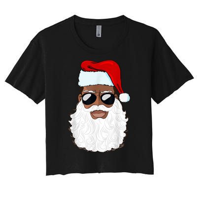 Black Santa African American Women's Crop Top Tee