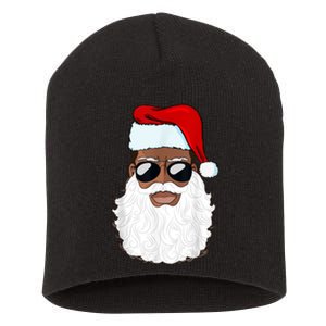 Black Santa African American Short Acrylic Beanie