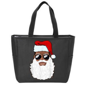 Black Santa African American Zip Tote Bag