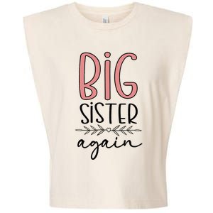 Big Sister Again Pregnancy and Birth Announcement Garment-Dyed Women's Muscle Tee