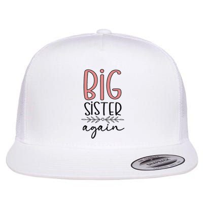 Big Sister Again Pregnancy and Birth Announcement Flatbill Hat