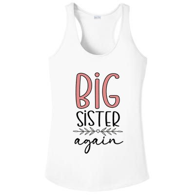 Big Sister Again Pregnancy and Birth Announcement Ladies PosiCharge Competitor Racerback Tank