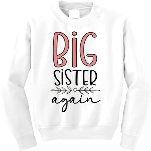 Big Sister Again Pregnancy and Birth Announcement Kids Sweatshirt