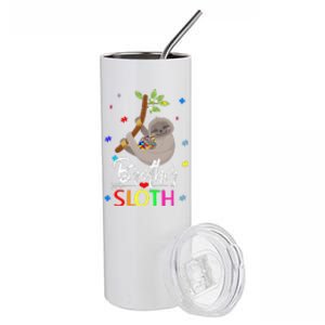 Brother Sloth Autism Awareness Love Supports Stainless Steel Tumbler