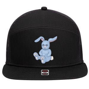 Blue Stuffed Animal Rabbit 7 Panel Mesh Trucker Snapback Hat