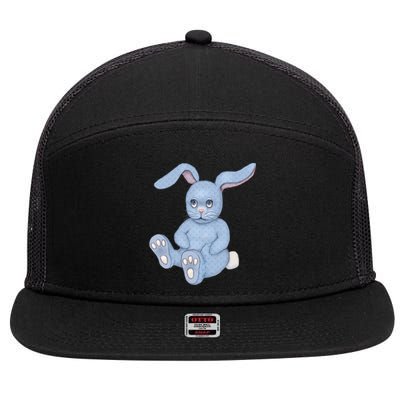 Blue Stuffed Animal Rabbit 7 Panel Mesh Trucker Snapback Hat