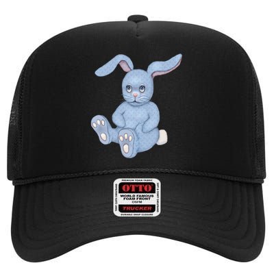 Blue Stuffed Animal Rabbit High Crown Mesh Back Trucker Hat