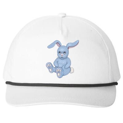 Blue Stuffed Animal Rabbit Snapback Five-Panel Rope Hat