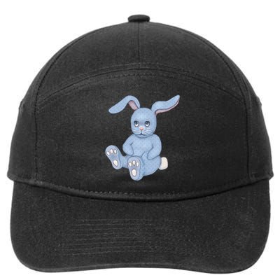 Blue Stuffed Animal Rabbit 7-Panel Snapback Hat