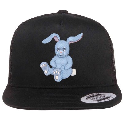 Blue Stuffed Animal Rabbit Flat Bill Trucker Hat