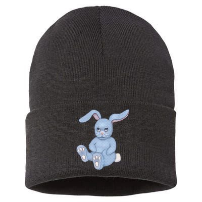 Blue Stuffed Animal Rabbit Sustainable Knit Beanie