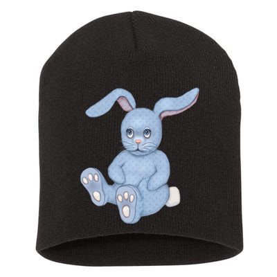 Blue Stuffed Animal Rabbit Short Acrylic Beanie