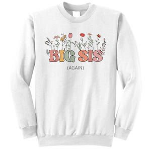 Big Sis Again Boho Floral Baby Announcement Pregnancy Reveal Sweatshirt