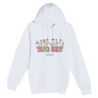 Big Sis Again Boho Floral Baby Announcement Pregnancy Reveal Premium Pullover Hoodie