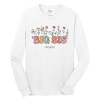 Big Sis Again Boho Floral Baby Announcement Pregnancy Reveal Tall Long Sleeve T-Shirt