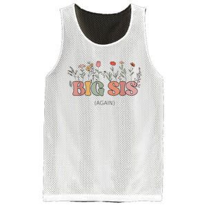 Big Sis Again Boho Floral Baby Announcement Pregnancy Reveal Mesh Reversible Basketball Jersey Tank