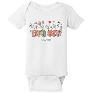 Big Sis Again Boho Floral Baby Announcement Pregnancy Reveal Baby Bodysuit