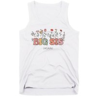 Big Sis Again Boho Floral Baby Announcement Pregnancy Reveal Tank Top