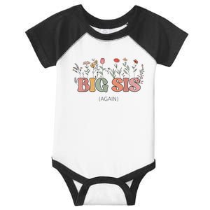 Big Sis Again Boho Floral Baby Announcement Pregnancy Reveal Infant Baby Jersey Bodysuit