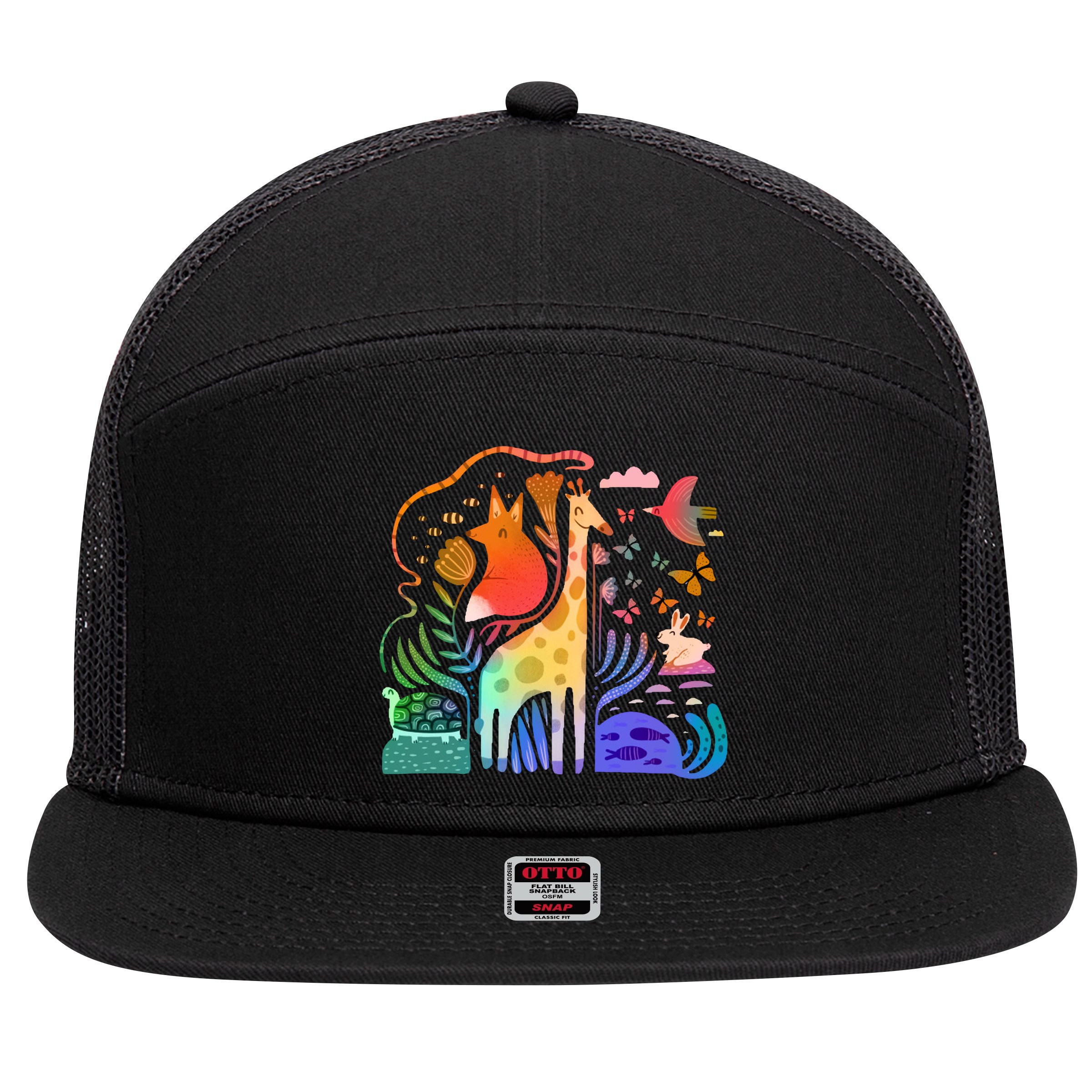 Biodiversity Science Animal Nature 7 Panel Mesh Trucker Snapback Hat