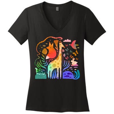 Biodiversity Science Animal Nature Women's V-Neck T-Shirt