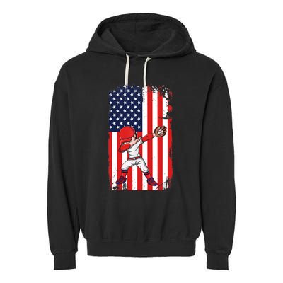 Baseballer Sports Athlete US Flag Dabbing Baseball Player Garment-Dyed Fleece Hoodie