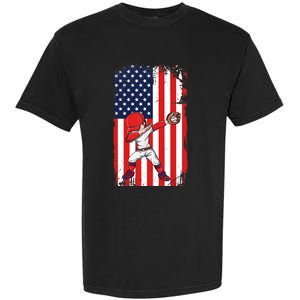 Baseballer Sports Athlete US Flag Dabbing Baseball Player Garment-Dyed Heavyweight T-Shirt