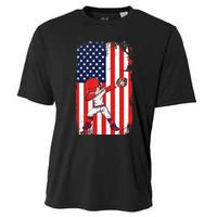 Baseballer Sports Athlete US Flag Dabbing Baseball Player Cooling Performance Crew T-Shirt