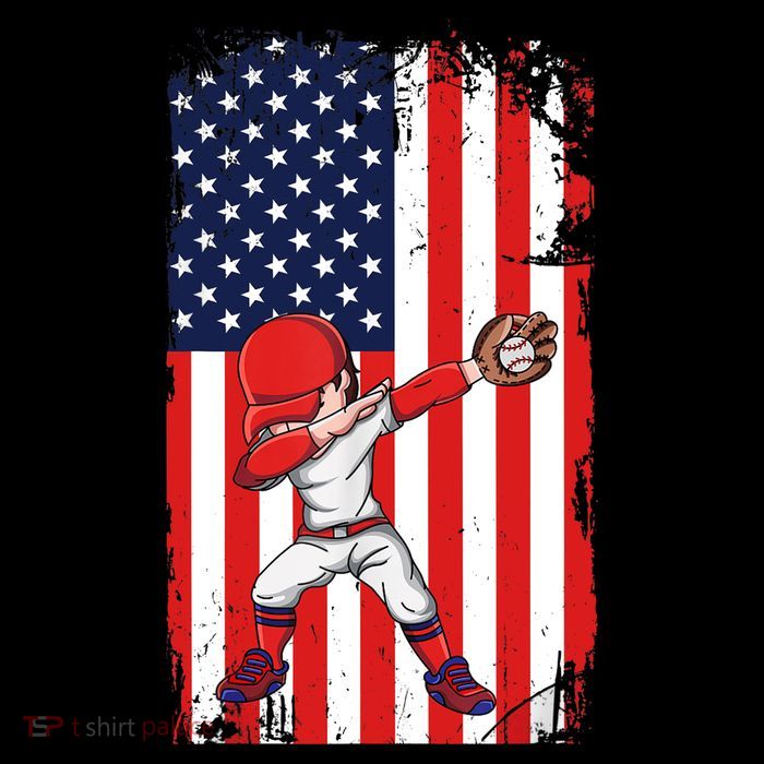 Baseballer Sports Athlete US Flag Dabbing Baseball Player Tall T-Shirt