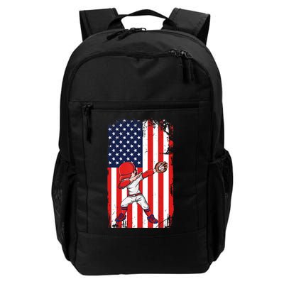 Baseballer Sports Athlete US Flag Dabbing Baseball Player Backpack