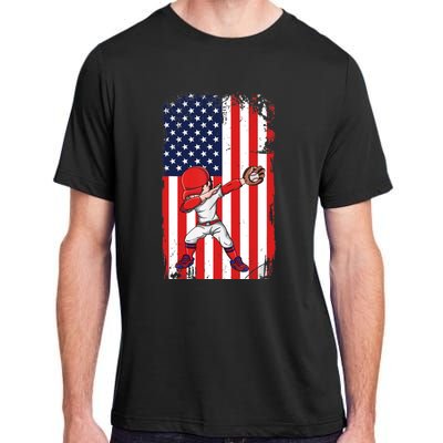 Baseballer Sports Athlete US Flag Dabbing Baseball Player Adult ChromaSoft Performance T-Shirt