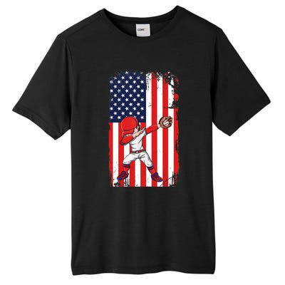 Baseballer Sports Athlete US Flag Dabbing Baseball Player Tall Fusion ChromaSoft Performance T-Shirt