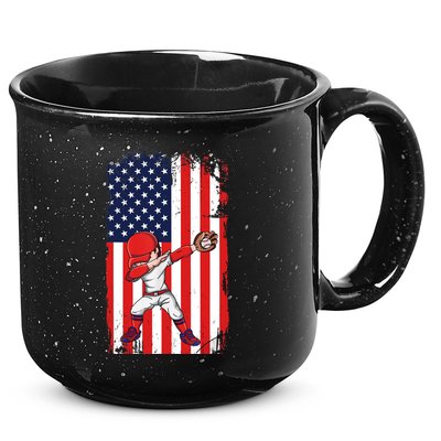 Baseballer Sports Athlete US Flag Dabbing Baseball Player 15oz Campfire Ceramic Mug