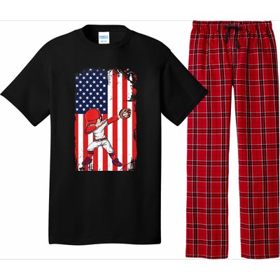 Baseballer Sports Athlete US Flag Dabbing Baseball Player Pajama Set