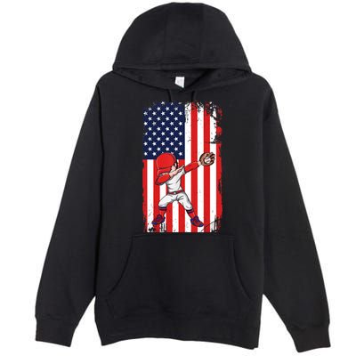 Baseballer Sports Athlete US Flag Dabbing Baseball Player Premium Pullover Hoodie