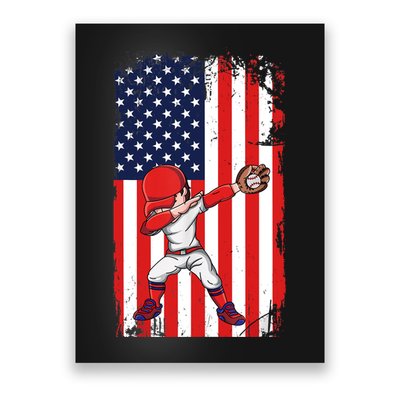 Baseballer Sports Athlete US Flag Dabbing Baseball Player Poster