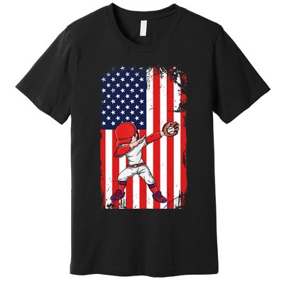 Baseballer Sports Athlete US Flag Dabbing Baseball Player Premium T-Shirt
