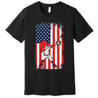 Baseballer Sports Athlete US Flag Dabbing Baseball Player Premium T-Shirt