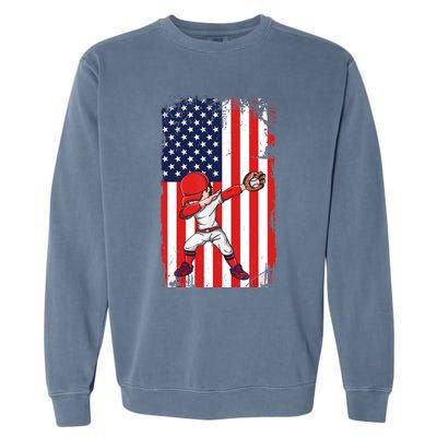 Baseballer Sports Athlete US Flag Dabbing Baseball Player Garment-Dyed Sweatshirt