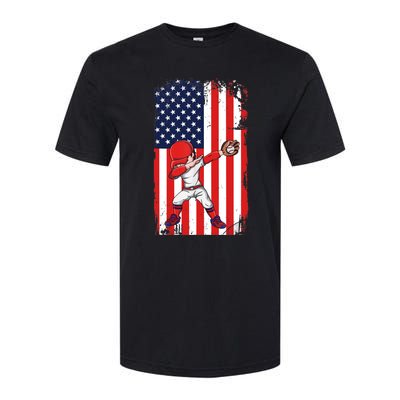 Baseballer Sports Athlete US Flag Dabbing Baseball Player Softstyle CVC T-Shirt