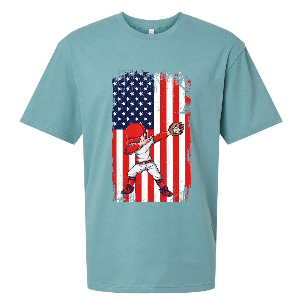 Baseballer Sports Athlete US Flag Dabbing Baseball Player Sueded Cloud Jersey T-Shirt