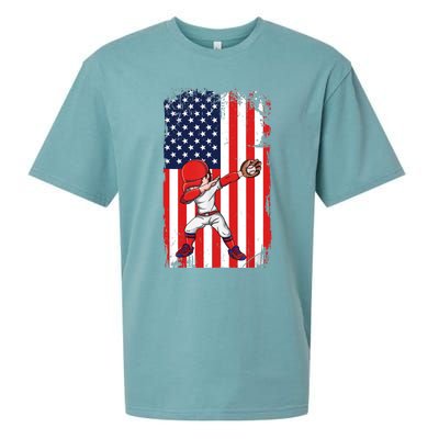 Baseballer Sports Athlete US Flag Dabbing Baseball Player Sueded Cloud Jersey T-Shirt