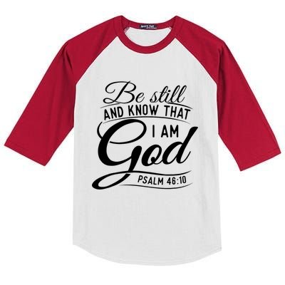 Be Still And Know That I Am God Bible Christian Faith Kids Colorblock Raglan Jersey