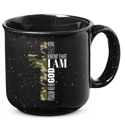 Be Still And Know God Christian Bible Verse Green Camo Cross  15oz Campfire Ceramic Mug