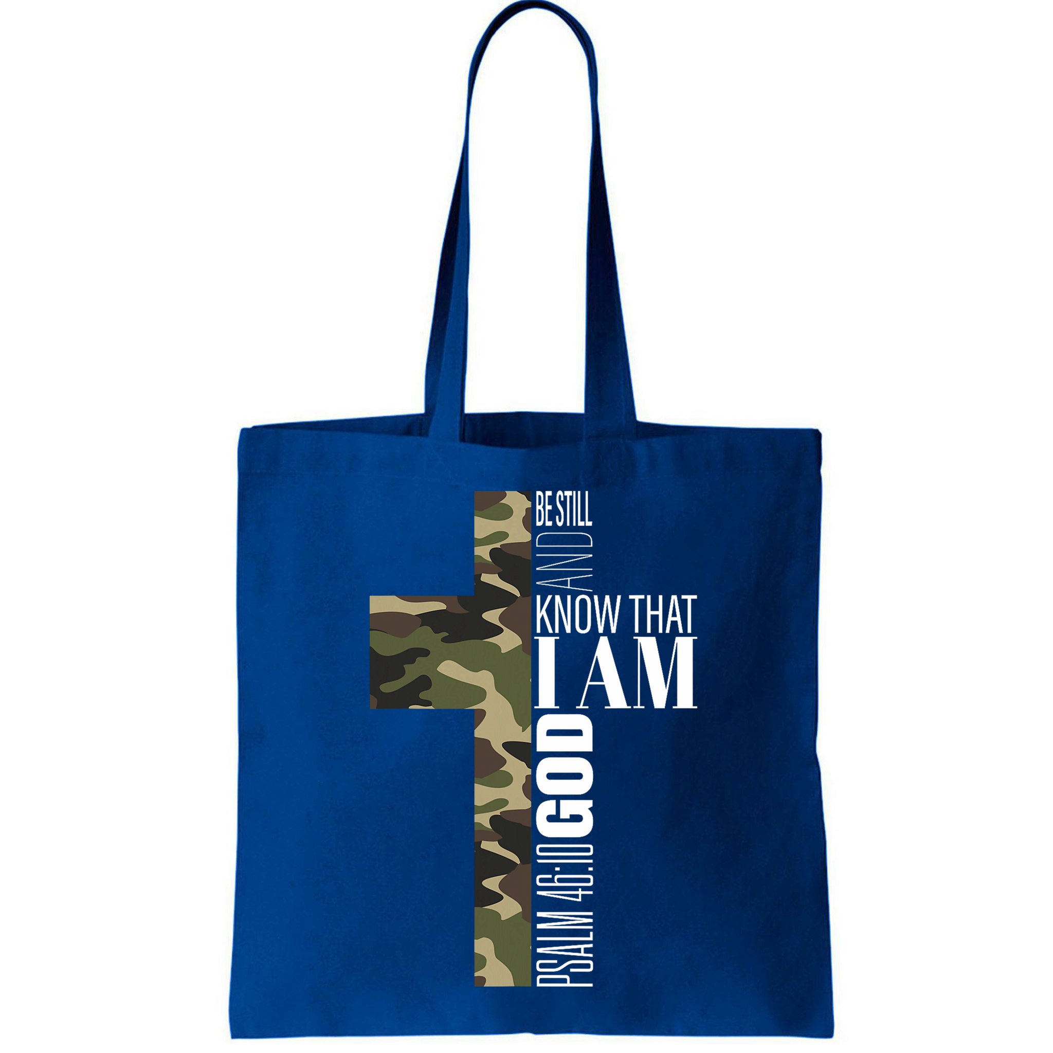 Be Still And Know God Christian Bible Verse Green Camo Cross  Bag