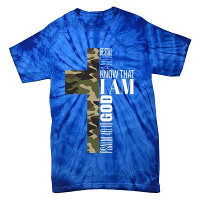 Be Still And Know God Christian Bible Verse Green Camo Cross  Tie-Dye T-Shirt